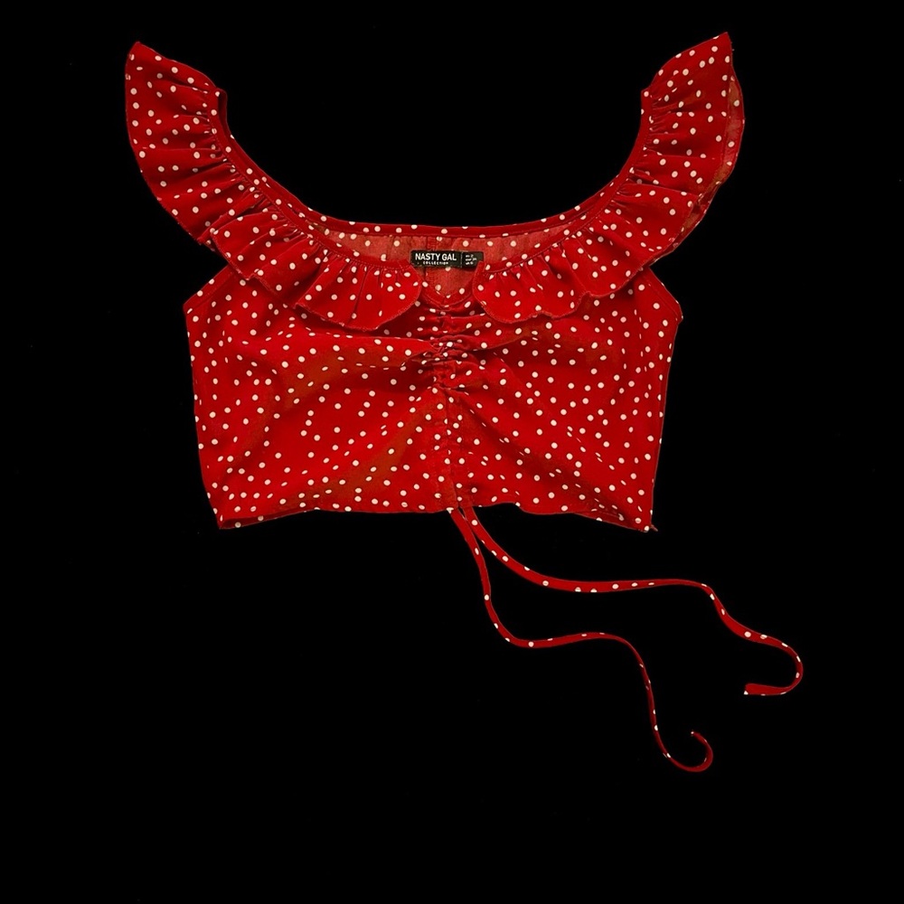 Nasty Gal Red Polka Dot Crop Top